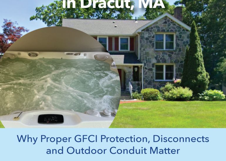 See how Denommee completed a hot tub electrical project in Dracut, MA, including a relocated disconnect, GFCI protection and new outdoor conduit.
