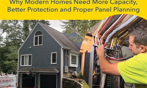 See how Denommee completed a 400-amp electrical service upgrade in Middleton, MA with new meter-main equipment, two 200-amp panels, surge protection and utility coordination.