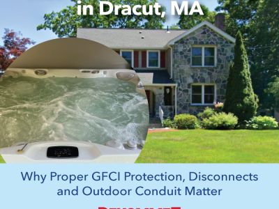 See how Denommee completed a hot tub electrical project in Dracut, MA, including a relocated disconnect, GFCI protection and new outdoor conduit.
