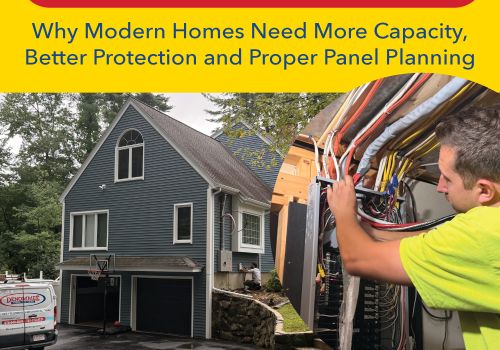 See how Denommee completed a 400-amp electrical service upgrade in Middleton, MA with new meter-main equipment, two 200-amp panels, surge protection and utility coordination.
